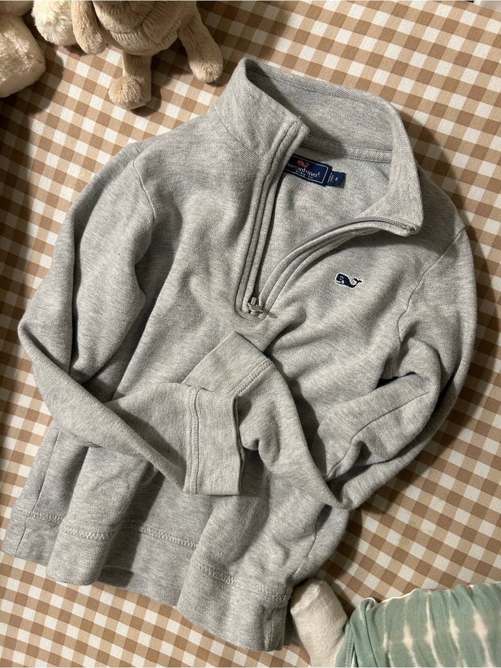 Vineyard Vines Boys Light Heather Gray Quarter-Zip Sweater